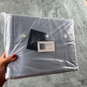 Ralph Lauren Workshirt Chambray King Flat Sheet Blue Cotton Blend‎